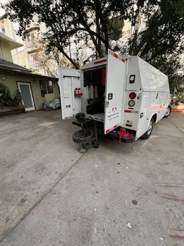 Magnet Plumbing service vehicle on-site for Slab Leak Repair in Manchaca